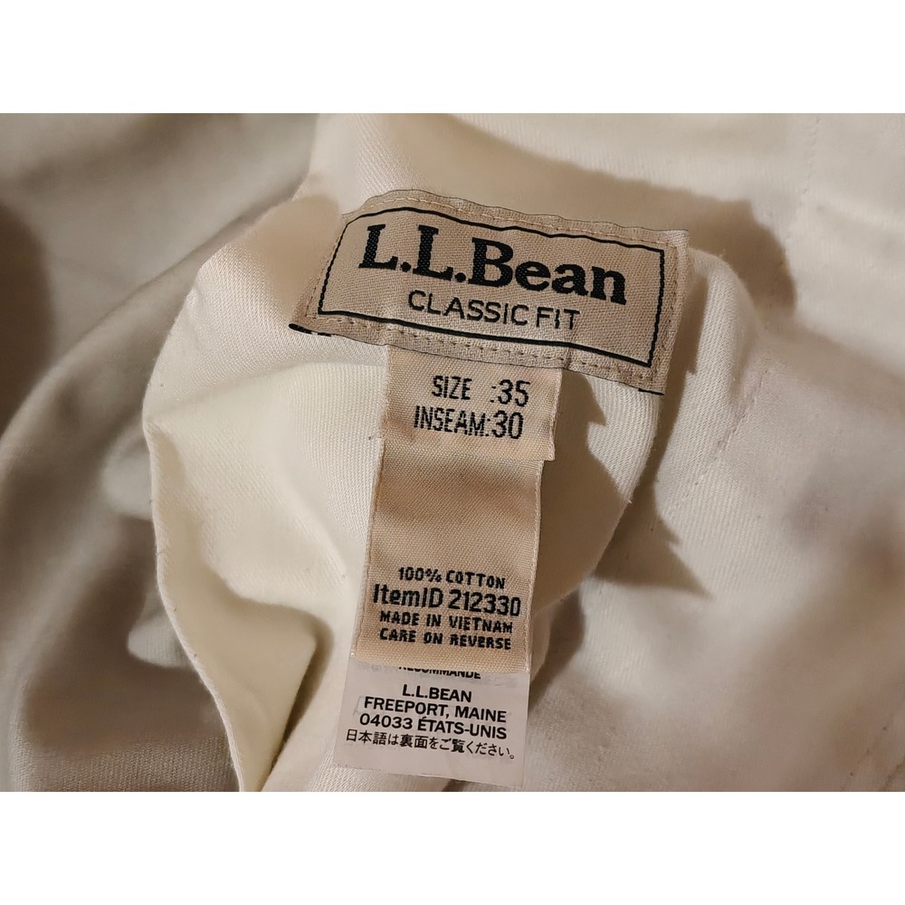 LL Bean Classic Fit Chino Pants Mens 35x30 Khaki Tan Cotton Twill 212330 - Picture 3 of 8